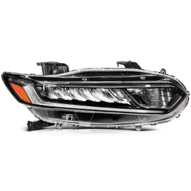 KILOAUTO Passenger Side Headlight Assembly fit for 2018 2019 2020 2021 for Honda Accord Black Housing Clear Lens Replacement 33150-TVA-A01