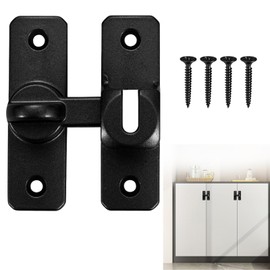 Sliding Barn Door Lock Hardware, 90/180 Angle Flip Sliding Barn Door Lock, Stainless Steel Door Bolt Latch Buckle with Screws for barn Garden Bathroom Outdoor Garage Window Sliding Door(Black)