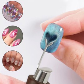 DANNEASY Heart Rabbit Nail Magnet, 3 In 1 Cat Eye Magnets for Nails, 2pcs Magnet Stick, 4pcs Y-Shaped and 4pcs Rabbit-Shaped Guide Tip Tools, Cat Eye Magnetic Gel Polish for DIY Home & Salon