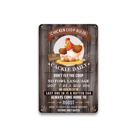 LIZATIC Funny Chicken Coop Signs for Outside - Metal Chicken Signs for Coop, Chicken Coop Rule Sign for Chicken Wall Yard, Farmhouse Fence Wall Deocr Accessories, Chicken Gifts for Women, 8 x 12 inch
