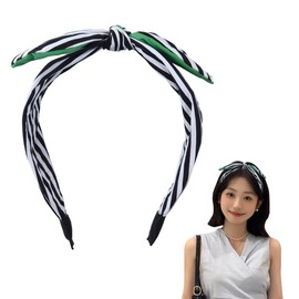 Black White Bow Striped Headband for Women Girls Bow Knot Hairband for Washing Face Black Bow Hair Band for Women Girls Bow Hair Hoop Bow Tie Knotted Headband for Washing Face Christmas Gifts