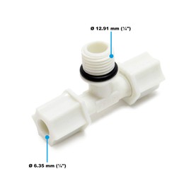 Naturewater Jaco T Fitting V2 for Hose with 2x 6.35 mm Connection (1/4 Inch), 12.7 mm Male Thread (1/2 Inch) for Drinking Water Ultrafiltration Micro Filter Reverse Osmosis