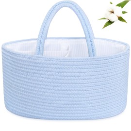 ABenkle Diaper Caddy Organizer, Cotton Rope Nursery Baby Basket, Changing Table Organizer for Baby Diaper Storage, Diaper Nursery Storage Bin for Baby Stuff, Baby Shower Gifts