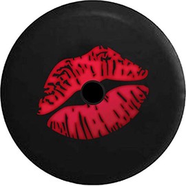 Pike Outdoors JL Series Spare Tire Cover Backup Camera Hole Lipstick Print Red Lips Black 32 in