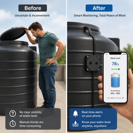 WiFi Ultrasonic Water Level Sensor for Tanks – Tuya Smart App Monitor with Remote Alerts & 0.1–5m Range
