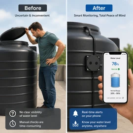 WiFi Ultrasonic Water Level Sensor for Tanks – Tuya Smart App Monitor with Remote Alerts & 0.1–5m Range