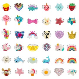 SOTOGO 36 Pieces Little Girl Rings Jewelry Rings Girl Pretend Play Rings and Dress up Rings, Little Girls Gift