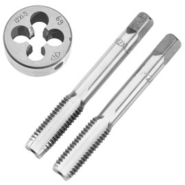 Aceteel M12X1.5 Hand Tap and Die Set, M12X1.5mm Metric Threading Hand Tap and Round Threading Die Right Hand