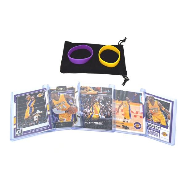 Kobe Bryant (5) Assorted Basketball Cards Bundle - Los Angeles