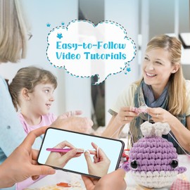 Crochet Kit for Beginners, Whale and Shark Crochet Kit, Crochet Starter Kit with Step by Step Video Tutorials, Birthday for Kids and Adults
