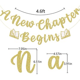 A New Chapter Begins Banner, Book Themed Baby Shower Decorations, Reading Themed Baby Shower Party Decorations, Book Baby Shower Banner, Gold and White Glitter