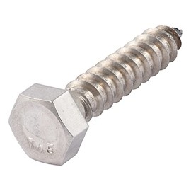 3/8 x 2 Stainless Lag Bolt (25-Pack) 18-8 Stainless Steel, Heavy Duty Hex Wood Lag Screw, ASME B18.2.1 Commercial/Industrial Grade by Makers Bolt