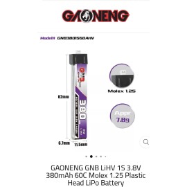 GNB GAONENG 1s 380mah HV lipo battery Eflite UMX planes blade nano brushless 5pc