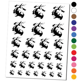 School of Hammerhead Sharks Temporary Tattoo Water Resistant Fake Body Art Set Collection - Black (One Sheet)