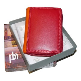 Concertina Leather Credit Card Holder RFID Protection Multi-Coloured Boxed 6091 (Red/Orange Multi)
