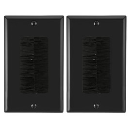 Misuyue Brush Wall Plate, 2 Pack Cable Entry Cover, Wall Cable Cover, Brush Panel in Wall Cable Management for Covering Outlets, Receptacles and Tidying Cords for Cables (Black)