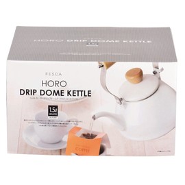 Pearl Metal HB-926 Enameled Coffee Drip Dome Kettle, 1.4L White, Induction Compatible, Fesca