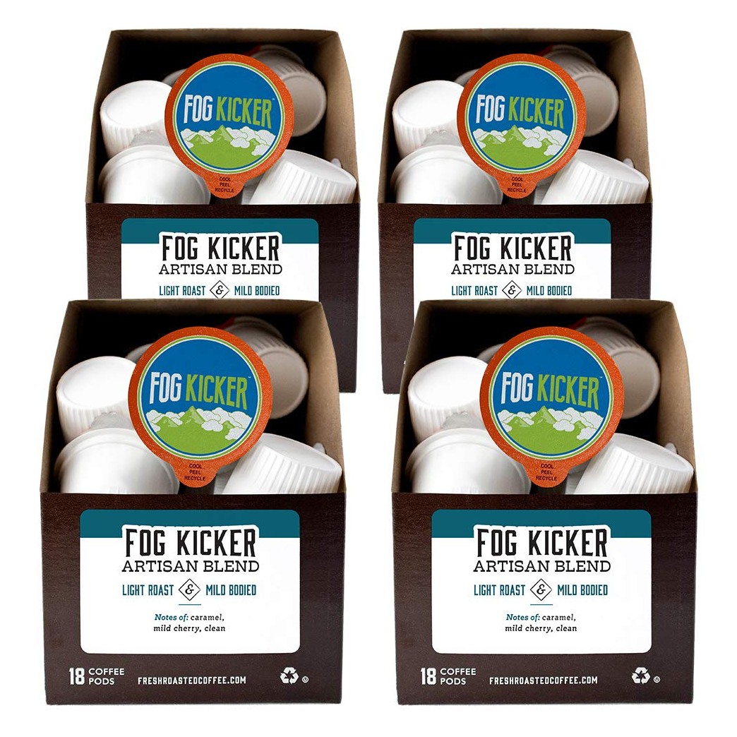 Fresh Roasted Coffee LLC, Fog Kicker Coffee Pods, Artisan Blend, Light Roast, 72 Count