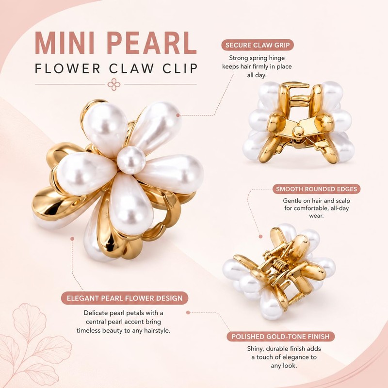 24 Pcs Small Pearl Hair Clips for Women Girls, Mini