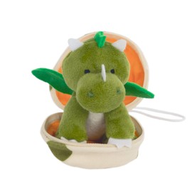 Idena 40367 Mini Plush Dinosaur in the Egg, Approx. 13 cm, Green Cuddly Toy Dinosaur, Plush Toy for Cuddling and Loving