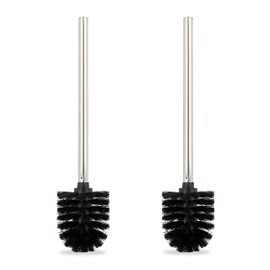 Relaxdays Toilet, Set of 2, Loo Brushes, WC, Removable Head, Bristles, No Holder Included Black 36 x 8 cm