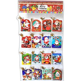 Christmas Gift Tags - Bulk Set of 128 Hanging Name Tags with Gold String - 16 Festive Holiday Designs - Perfect Holiday Gift Bag Cards