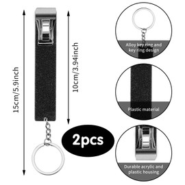 Teaaha 2 PCS Card Grabber for Long Nails, Cute Credit Card Puller Clip for Long Nails Portable Acrylic Atm Card Clip Keychain Debit Bank Card Grabber for Women Men Black