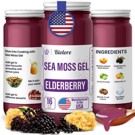 Biolore Biolore Sea Moss Gel - Elderberry 16oz, Wildcrafted Irish Seamoss with Essential Vitamins & Trace Minerals, Vegan Superfood Made in USA