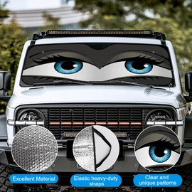 Car Windshield Sun Shade, Wear-Resistant Black Tape, Foldable, Visor Protector for Car Sedan Truck SUV Accessories 57.1" L x 27.6" W