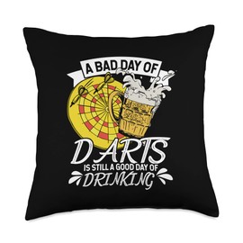 Darts Tournament Dart Flights Tips Player Darts Beer Drinking League Team Dartboard Throw Pillow, 18x18, Multicolor