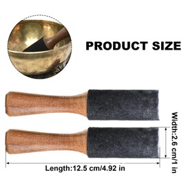 2 Pack Tibetan Singing Bowl Mallet Suede Wooden Striker Leather Wrapped Meditation Mallet Sound Bowl Stick Buddha Musical Instruments for Buddhist Meditation Yoga Chime Relaxation