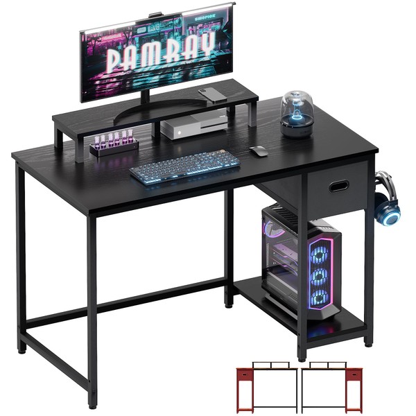 Pamray 39 Inch Computer Desk with Monitor Stand Small Home