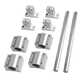 euroharry 12 mm, 100-600 mm, case-hardened plated steel for linear motion rods, shaft guides (linear shaft + bracket + ball bearing, 200 mm)