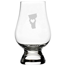Vermont Heart States Etched 6.5oz Whisky Glass Compatible With Glencairn Accessories
