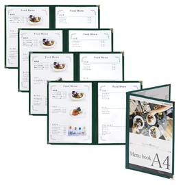 Menu Book, Set of 5, 4 Pages (2 Sheets 4 Sides), A4 Size, PRO-MA4-4 (Green)