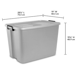 Sterilite 32 Gallon Latch Tote, Stackable Storage Bin with Latching Lid, Plastic Container to Organize Basement and Garage, Gray Base and Lid, 4-Pack, Cement