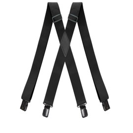 Bioterti Men’s Heavy Duty X- Back Suspenders-Adjustable Size, Long & Elastic Braces (Black PU-Black)