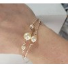 Unbranded Rose Goldtone Double Chain Faux Pearl Bracelet Adjustable Slide