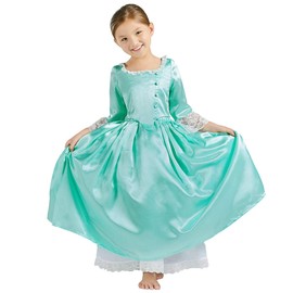 Yejue Royal Colonial Little Girl Child Princess Costume Hamilton Elizabeth Schuyler Green Dance Cosplay Kid Victorian Dress