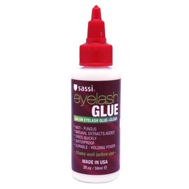 Sassi Eyelash Glue Clear 2oz | Quick-Drying, Natural Extract Formula, Waterproof, Durable Hold, Long-Lasting, Lash Adhesive | Made in USA