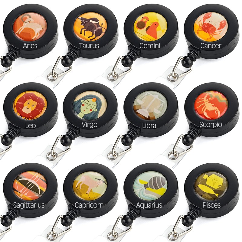 Fledomx Retractable ID Card Badge Holder Reels - Zodiac Constellation