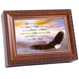 Cottage Garden Eagle's Wings Woodgrain Music Box Plays On Eagle's Wings