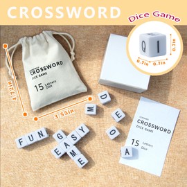 COHHFWPD Crossword Solitaire Dice Game, Dice Game with 15 Letters Dice, Funny Famliy Game for Christmas Night, Travel Game with in Canvas Bag