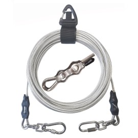 Ojomow Heavy Duty Dog Tie Out Cable for Stake, Anti-Rusty Long Dog Leash for Large Dogs - Actual 2000lbs Break Strength (10FT)