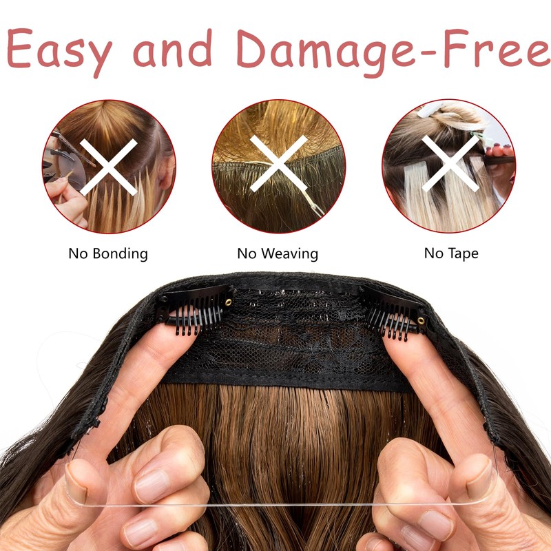 Xtrend 20Inch Invisible Wire Hair Extensions with Transparent Wire Adjustable