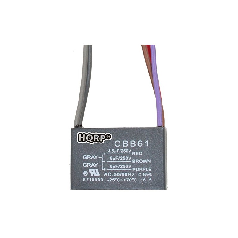 HQRP Ceiling Fan Capacitor CBB61 4.5uf+6uf+6uf 5-Wire plus HQRP Coaster