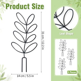 OPUHOHR 3 Pcs Leaf Shape Plant Trellis for Climbing Plants, 12.2 inch Plant Trellis Indoor, DIY Climbing Trellis Flower Pots Supports for Garden Potted Plantfor Flowers Indoor Outdoor