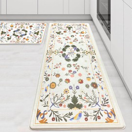 Sofort Kitchen Mats for Floor, Anti Fatigue Cushioned Kitchen Rugs Set of 2, Non Slip Waterproof Boho Standing Mats for Laundry, Sink, Office