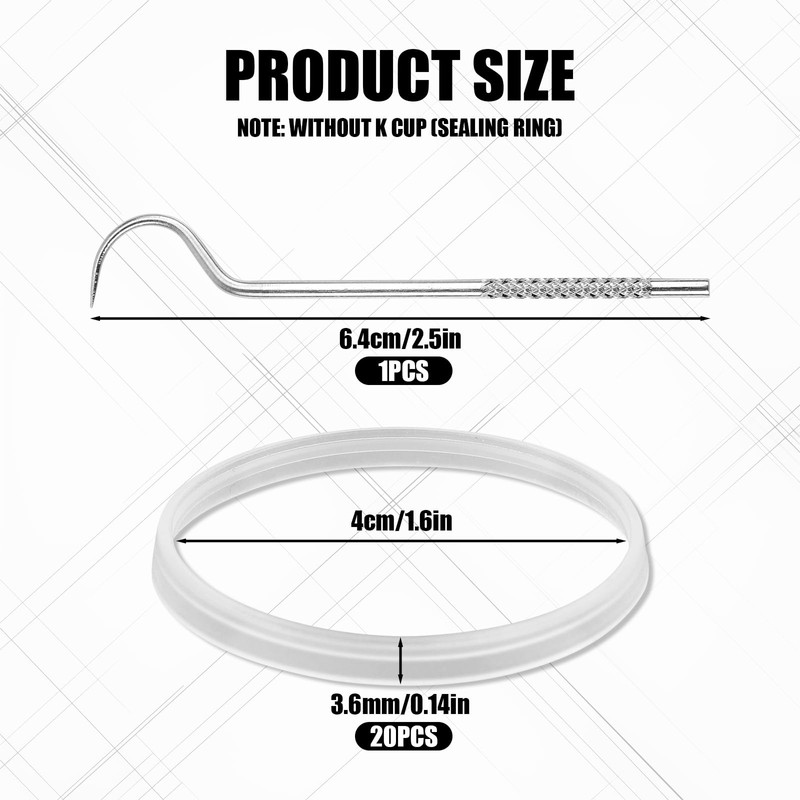 20 Pcs Silicone Gaskets with Circle Crochet for Keurig Stainless