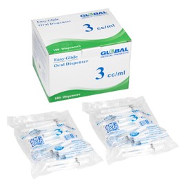 Easy Glide 3ml 3cc Oral Syringe Caps Included, 100 Count
